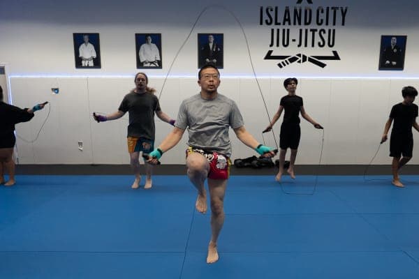 Muay Thai kickboxing training at Island City Jiu-Jitsu in Alameda