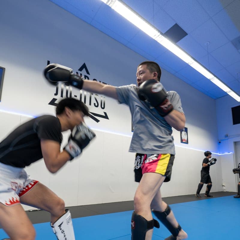 Muay Thai kickboxing class at Island City Jiu-Jitsu